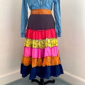 Vintage tiered cotton batiste skirt with lettuce edged ruffles